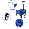 thumbnail image 6 of Utility Folding Wagon Cart, Outdoor Portable Large Capacity Wagon with Cup Holders, Collapsible Beach Cart with All-terrain Wheels, Trolley Wagon for Garden, Beach, Camping, Shopping, Blue, D5786, 6 of 10