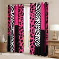 thumbnail image 2 of Erosebridal Leopard Print Curtains Pack of 2 (38x45), Black Pink 30%-50% Black Out Curtains, Geometry Stripe Decor, Women, 2 of 5