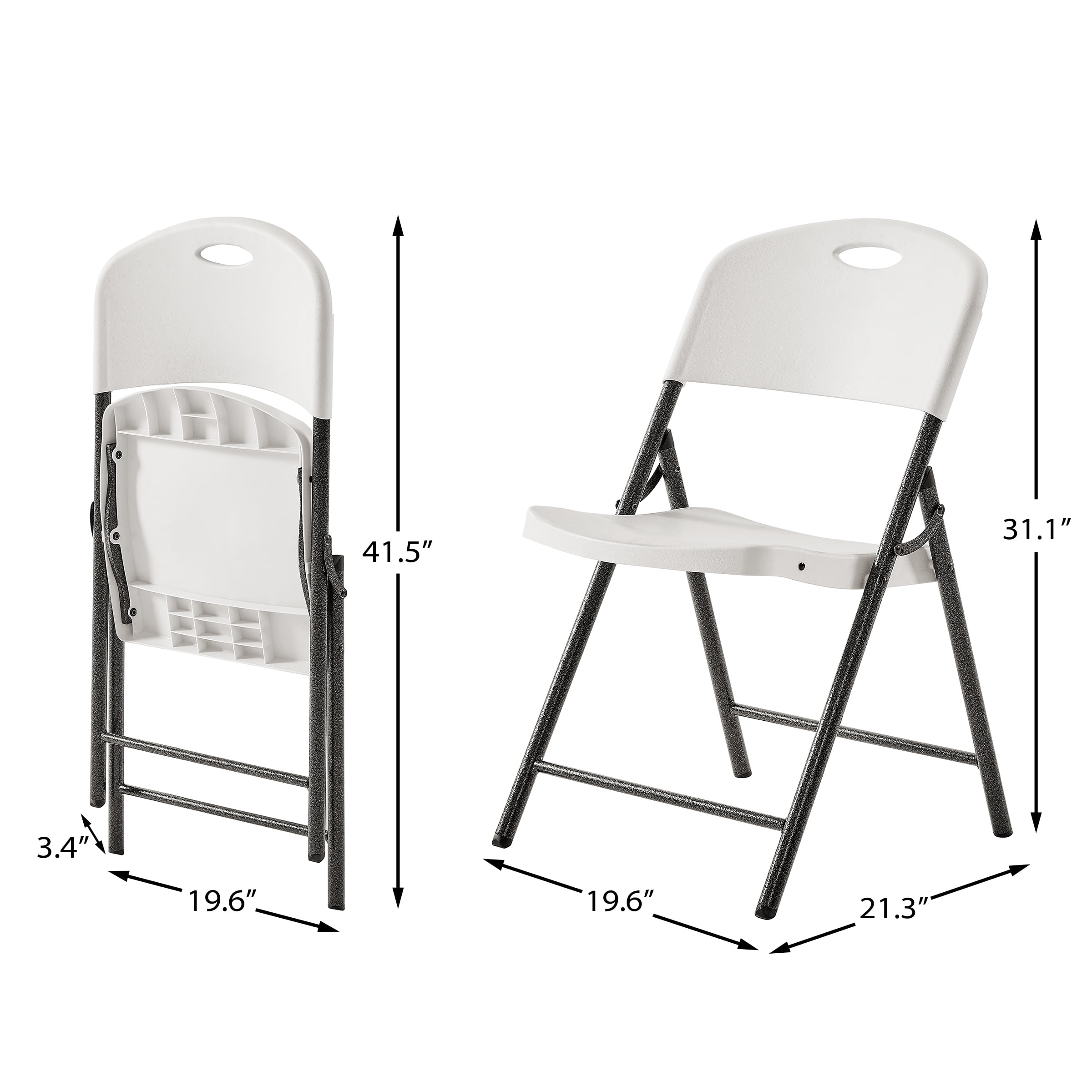 Mainstays Premium Heavy Duty Resin Folding Chair, White (Set of 4)