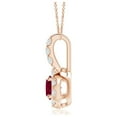 thumbnail image 2 of ANGARA Natural Ruby Pendant with Bar-Set Diamond Halo in 14K Rose Gold for Women (Size-4mm) | July Birthstone, Birthday, Anniversary, Jewelry Gift for Women | Natural Ruby Necklace, 2 of 7