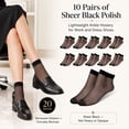 thumbnail image 2 of 10 Pairs Black Women's Silky Anti-Slip Cotton Sole Sheer Ankle High Tights Hosiery Socks Reinforced Toe 10 Pairs Women's Ankle High Sheer Socks, 2 of 9
