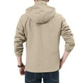 thumbnail image 4 of WTOBBY Men's Plus Size Hooded Windbreaker, Loose Fit Outdoor Long Sleeve Jacket with Adjustable Drawcord Hem, Water-Resistant Casual Coat,Khaki 3XL, 4 of 7