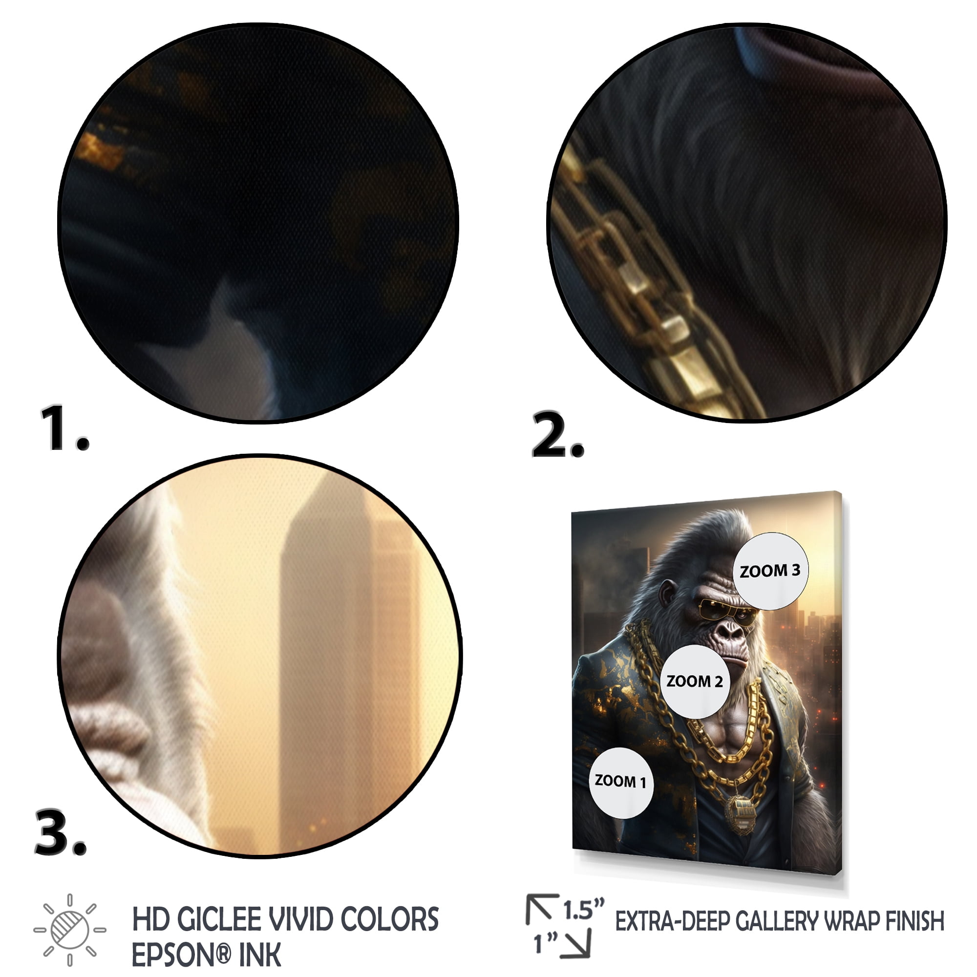 Designart Gangster Gorilla I Canvas Wall Art