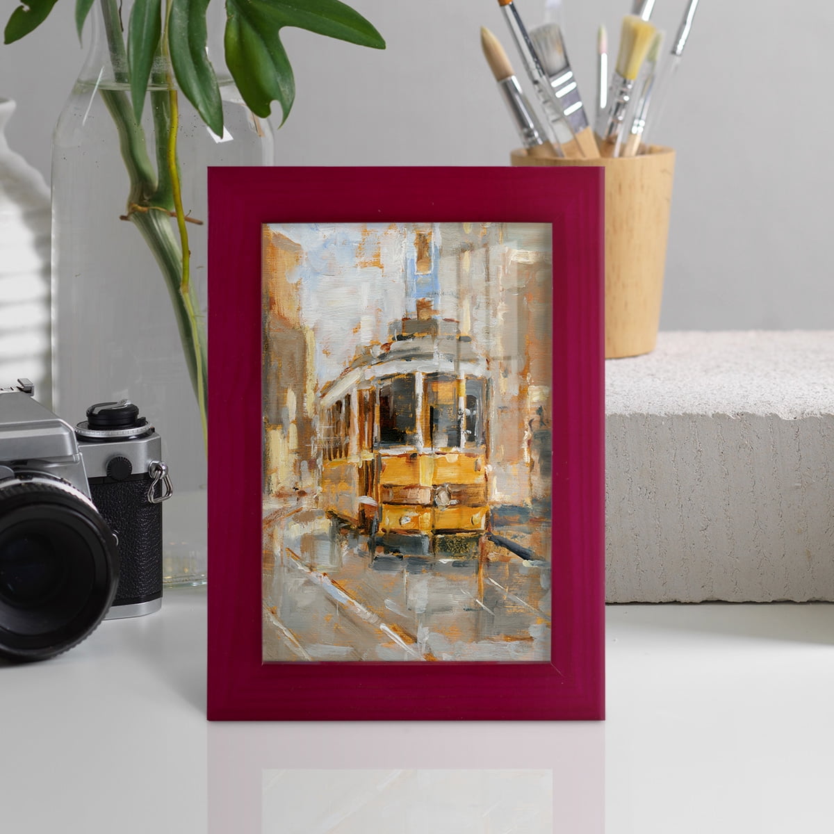 Day Trolley II - Framed Print w/glass - Cherry Red