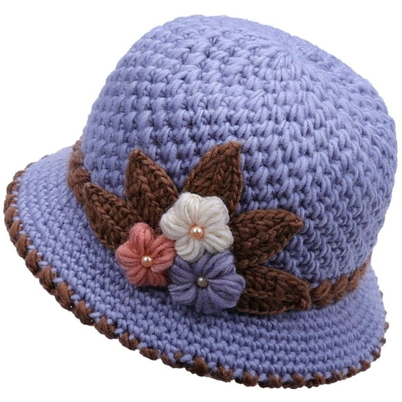 Zmeidao 2023 Winter Women's Flowers Knitted Woolen Hat Ear Protection Wool Hat For The Elderly Knitted Hat