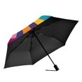 thumbnail image 2 of FORMRS Travel Umbrella Folding Auto Open Close Windproof Rain UV Protection, Colorful Wavy Plaid, 2 of 8
