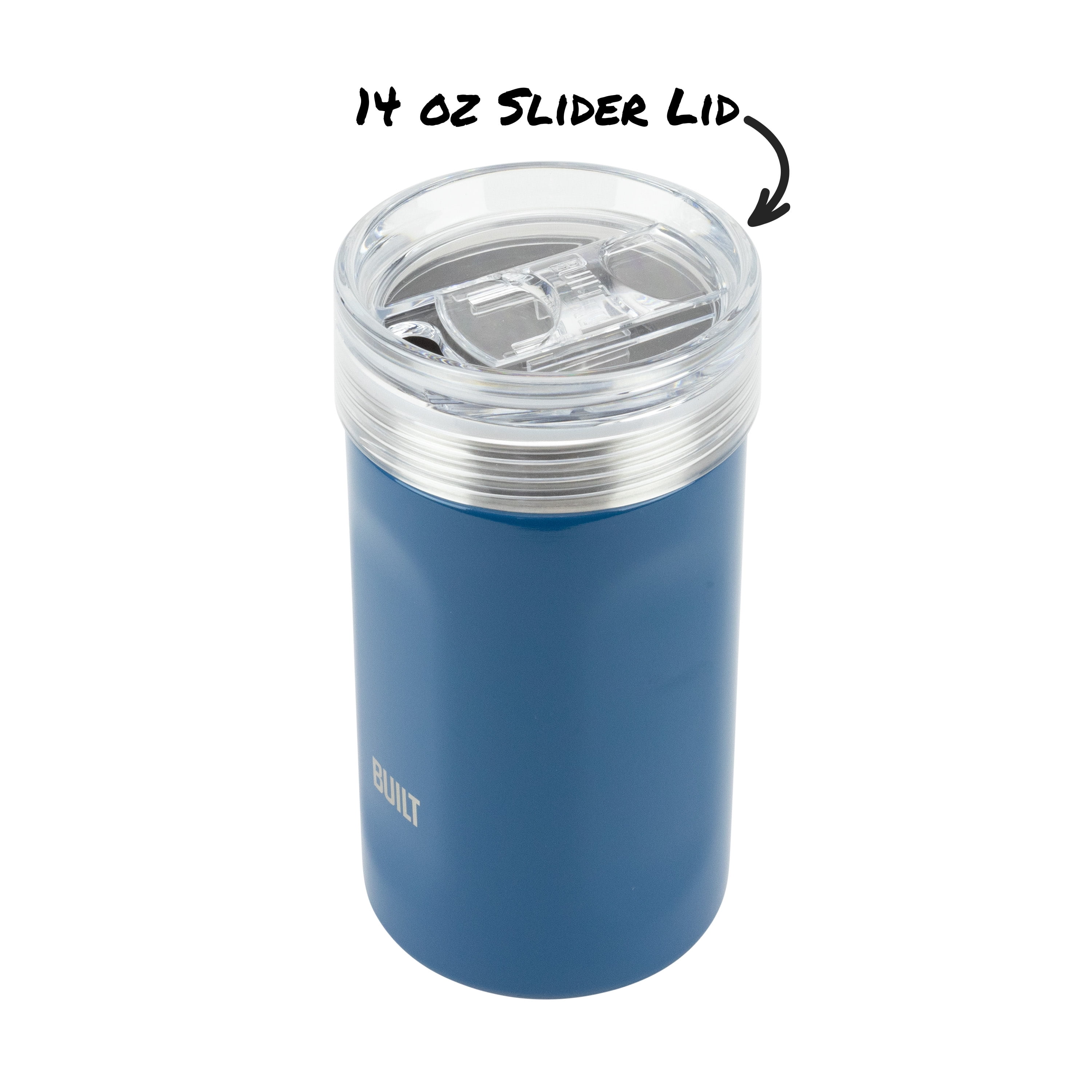 BUILT 5-in-1 14 oz Insulated Stainless Steel Can Cooler and Drink Sleeve Set, Poseidon