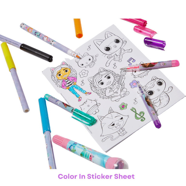 Gabbys Dollhouse Girls Art Kit with Carrying Tin Gel Pens Markers Stickers  200 Pc 