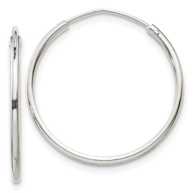 925 Sterling Silver 1.3mm Hoop Earrings Round Endless