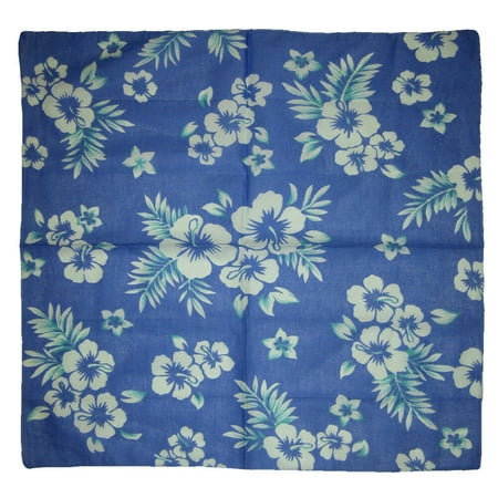 Wholesale Lot of 3 Tropical Hawaiian Floral Flower Blue Cotton 22"x22" bandana Scarf Head Wrap Neck Headband Face Mask Bandanna