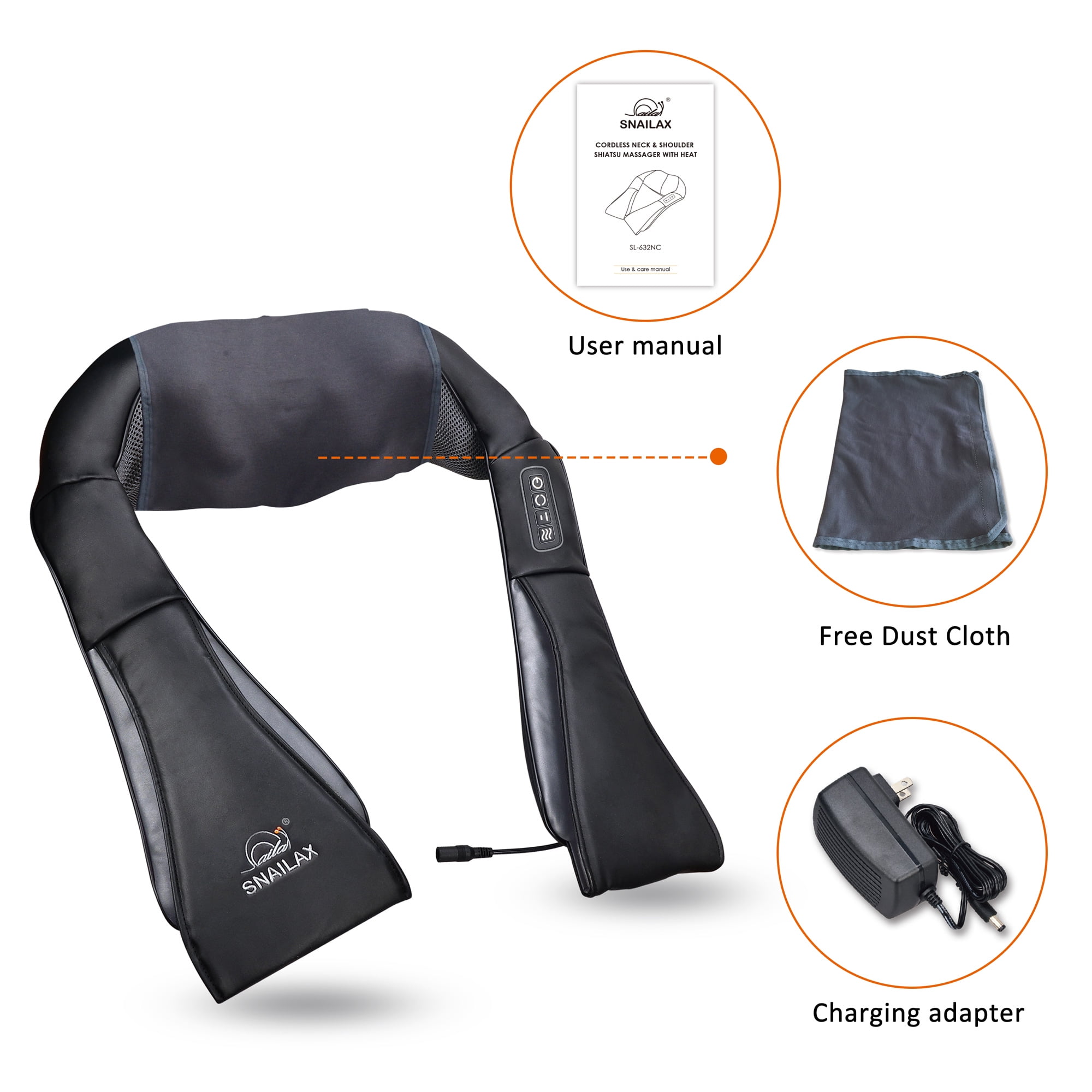 Snailax Cordless Shiatsu Neck & Shoulder Massager with Heat, Relaxing Massage Gift for Mom and Dad