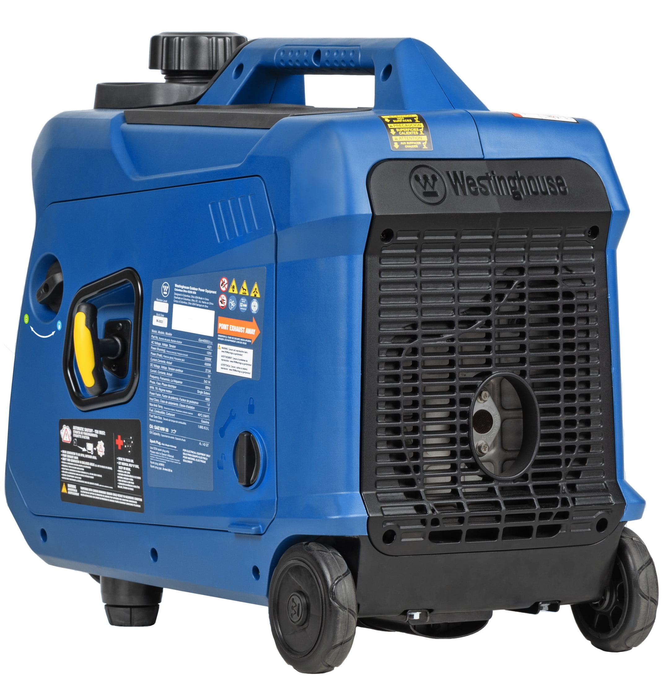 Westinghouse 4000 Peak Watt Dual Fuel Portable Inverter Generator, Recoil Start & CO Sensor
