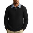 thumbnail image 5 of Admvng Men's Fake Two-piece Lapel Daily Casual Long Sleeve Spring Fall Shirt, 5 of 5