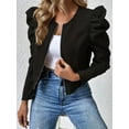 thumbnail image 4 of Womens Cropped Jacket Long Sleeve Zipper Up Coat Outwear Fall Outfit Shackets Black 4XL, 4 of 8