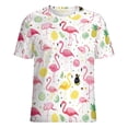thumbnail image 5 of Flamingo Pattern Women's Short Sleeve Tops Casual Blouses T Shirt, 5 of 6