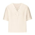 thumbnail image 2 of WREESH Men's Summer Henley Shirts Fashion Pullover Casual V-Neck Solid Shirt Top with 1/2 Sleeve T-Shirts- Perfect for Warm Days Beige, 2 of 5