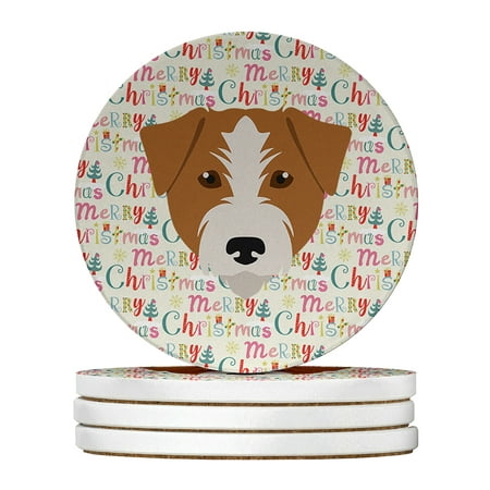 

Kromfohrlander Merry Christmas Large Sandstone Coasters Pack of 4 4 in x 4 in