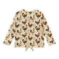 thumbnail image 2 of Xoenoiee Rooster Chicken Flower Print Long Sleeve Shirts for Girls Crewneck T-Shirts Kids Soft Long Sleeve Tees Top Twist Knot T Shirts Tie Front Blouses, 7-8 Year, 2 of 7