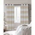 thumbnail image 3 of Beige Stripe Blackout Curtains 96 Inches Long for Bedroom, Vintage Country Geometric Linen Texture Thermal Insulated Room Darkening Black Out Window Curtain Panels Grommet Drapes for Living Room, 3 of 8