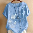 thumbnail image 1 of Plus Size Dandelion Print Short Sleeve T-shirt, Women's Plus Casual Round Neck Tee, 1 of 1
