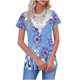 thumbnail image 3 of TaTaai Women's V Neck Casual Top, Floral Print Short Sleeve Pullover with Sheer Mesh Detail, Loose Fit Blouse for Spring & Summer Everyday Style Gift, 3 of 5