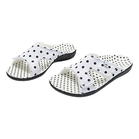

Women s Summer Slipper Sandals Hook & Loop Upper Open Toes Slip-on ShoesWhite