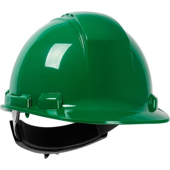 PIP Industries B3113717 Whistler Cap Style HDPE Shell Vented 4 Point Textile Suspension Ratchet Adjustment Hard Hat, Dark Green