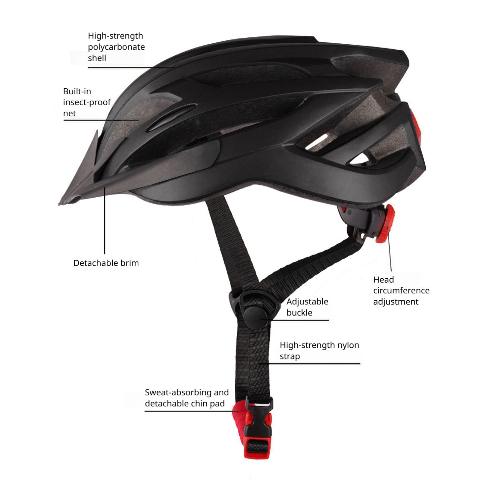 Road Bike Helmet Mountain Bike Helmet Adult Bike Helmet One Piece Integrated Helmet Street Bike Helmet for Urban Commuting Trail Riding Black 1 Pack