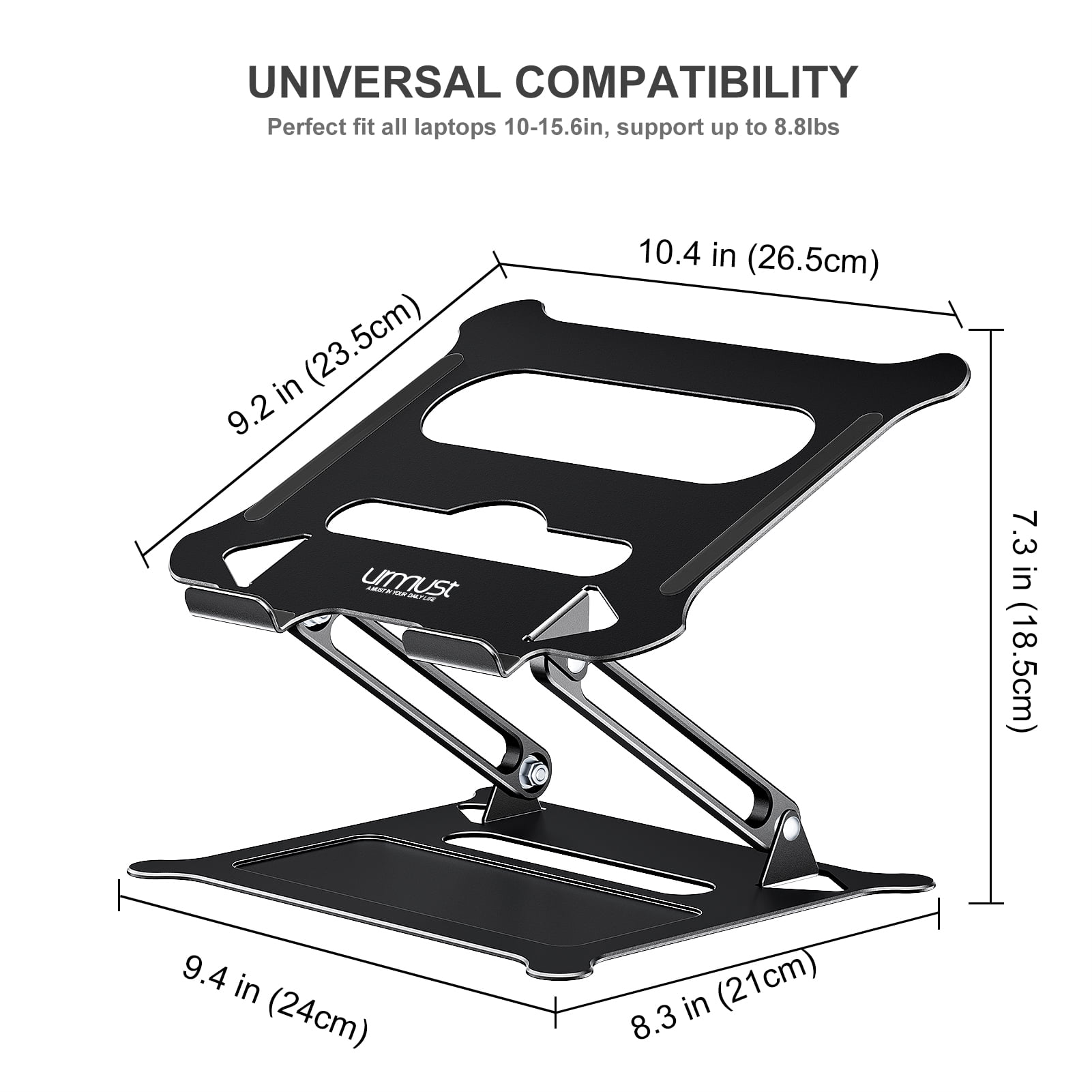 Urmust Ergonomic Adjustable Laptop Stand Compatible with MacBook Air Pro, Black