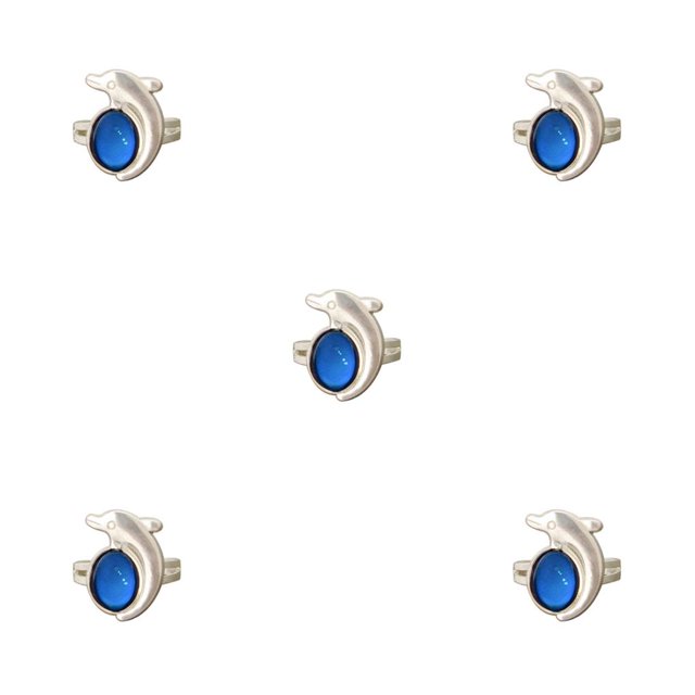 Jumpingount Anillos de humor termocromáticos no fáciles de romper, moda Retro, joyería de temperatura cambiable, diseño único, Bola de delfín, tenencia, pelota 5Conjunto
