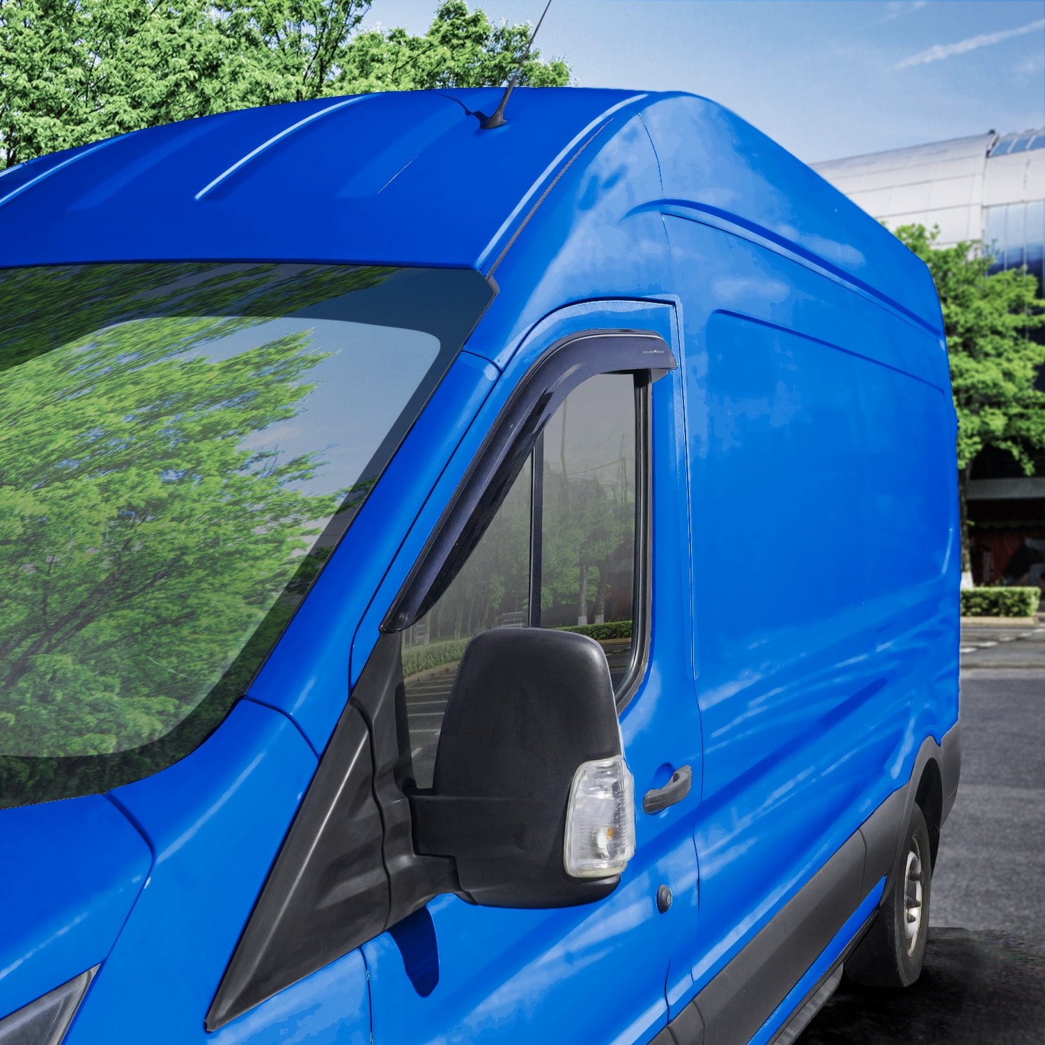 Goodyear Shatterproof Window Deflectors for Ford Transit 2014-2025, Tape-on Rain Guards, Window Visors, Vent Deflector,Vent Visor, Car Accessories, 2pcs - GY003242LP