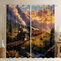 Castle Fairy Railroad Steam Engine Black Out Curtains for Teens,Transportation Theme Curtains Pack of 2 (42x63 Each),Railway Train Bedroom Curtains,Super Cozy Room Decor