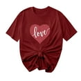 thumbnail image 2 of Été jusqu'à 65 % de Rabais Iumwxz T-Shirt Décontracté Confortable Ample Plissé Hauts d'Été pour Femmes Blouse Graphique Cœur Hauts Col Rond Manches Courtes T-Shirt pour Femmes Doux et Confortable Plage, 2 of 5
