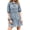 Light blue, variant on Short Sleeve High Waist Women Button Down Lapel  Mini Denim Dress