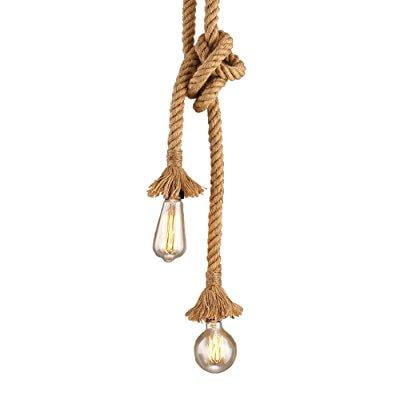 Kiven 2 Heads Nautical Ship Rope Pendant Light Industrial Hemp Kiven 2 Heads Nautical Ship Rope Pendant Light Industrial Hemp Hanging Vintage Retro Ceiling