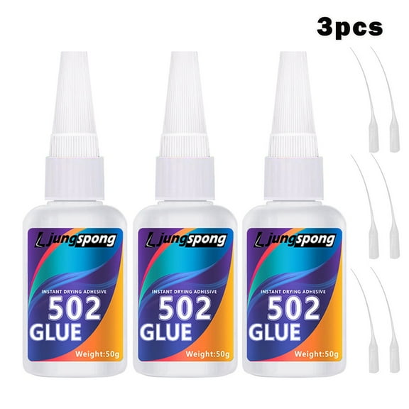 2pcs 502 Super Glue Instant Quick Dry Cyanoacrylate Strong Adhesive Quick Bond Faux Leather Rubber Metal Office Supplies Fast Glue