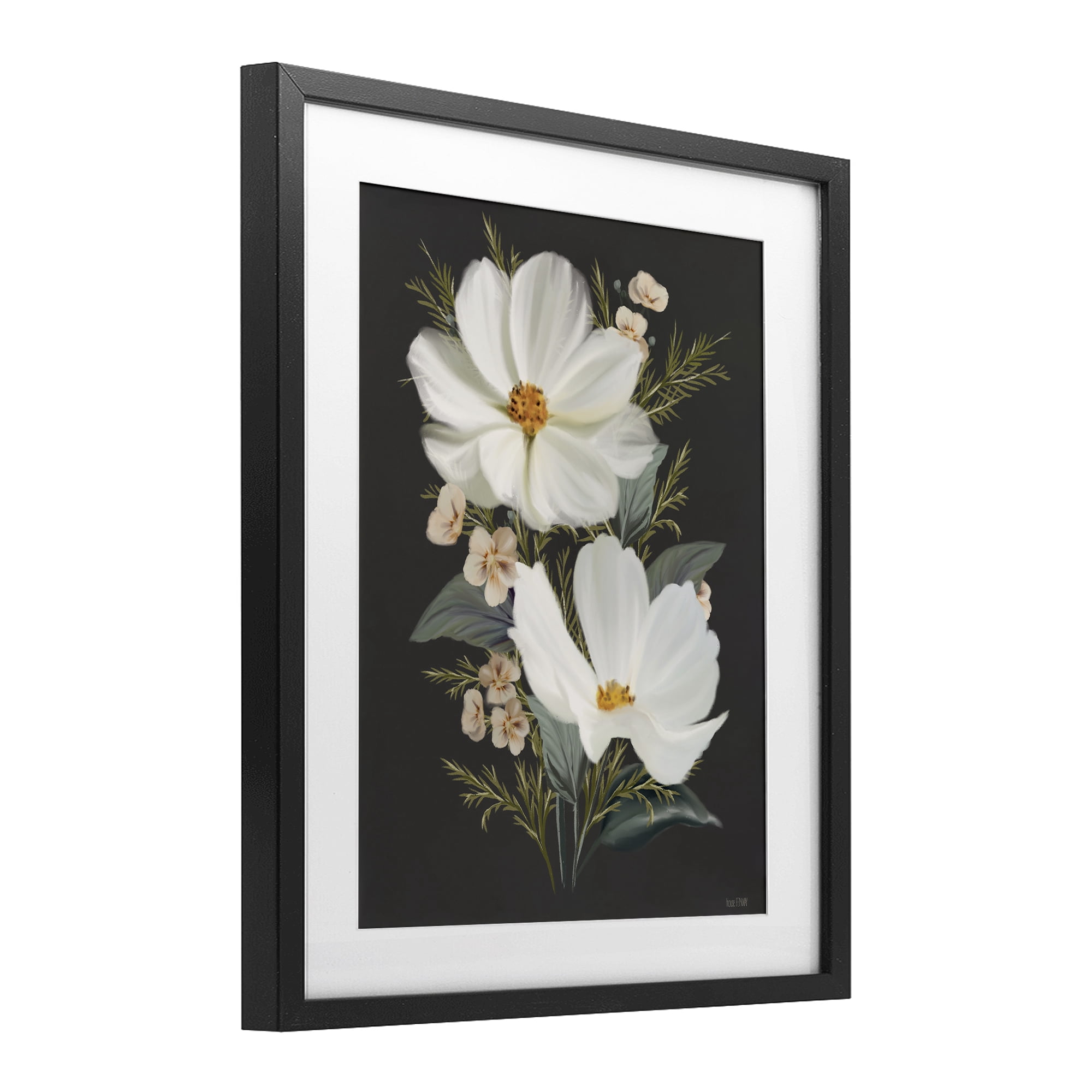 Stupell Industries Old Lace Cosmos Black Framed Print Under Glass, design by House Fenway