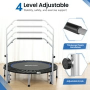 BCAN 48 Foldable Trampoline, Fitness Rebounder with Adjustable Foam Handle, Exercise Trampoline for Adults/kids Indoor/Garden Workout Max Load 440lbs