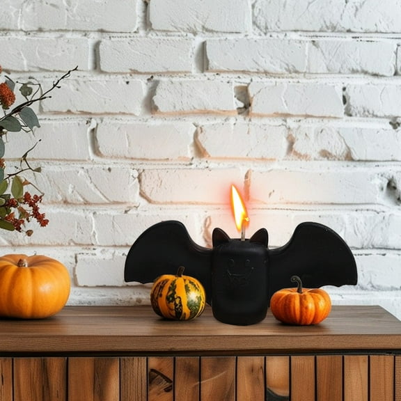 Haliyee Halloween Bat Shape Pumpkin Soy Wax Candle - Lavender Vanilla Scented Candles for Home Decor,Gifts (5.12") - Smiling Face,Spooky Party Favors,Long Burning,Relaxing Fall Decor