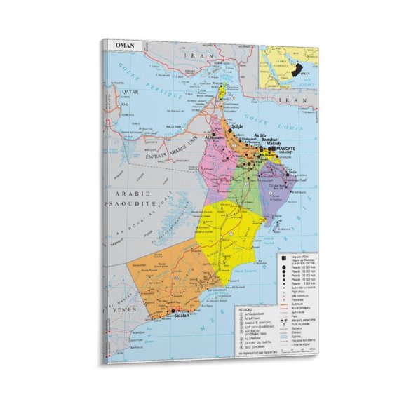Oman Map Posters Poster Decorative Painting Canvas Wall Art Living Room Posters Bedroom Painting 08x12inch(20x30cm)