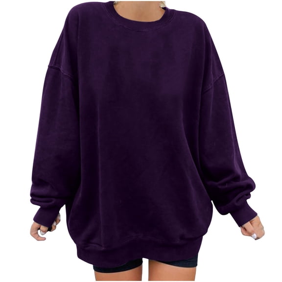 Hueook Sweatshirts for Women Plus Size Fashion Print Colorful Round Neck Pullover Long Sleeve Casual Sweater Blouse Tops 50% Off