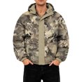 thumbnail image 2 of CharmCyan Men's Hooded Puffer Jacket with Camouflage Print Full Zip Closure Water Resistant Outerwear Casual Fit Winter Coat Light Green 5XL, 2 of 2