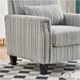 thumbnail image 5 of JERFIT Modern Upholstered Accent Armchair with Nailhead Trim, Soft Striped Fabric, Compact Seating for Living Room, Bedroom, Office, Grey, 5 of 10