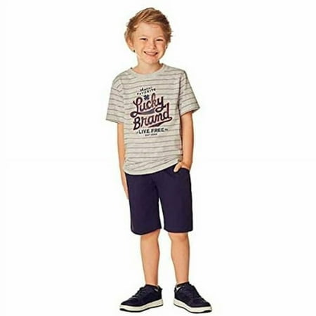 Lucky Brand Little Boy's 2 Piece Outfit Set - Heather Grey/Navy, 7