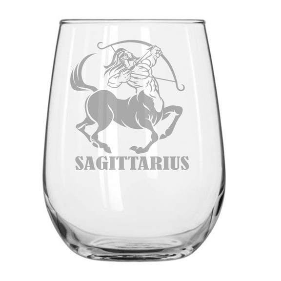 Zodiac Sign 17 oz stemless wine glass Sagittarius
