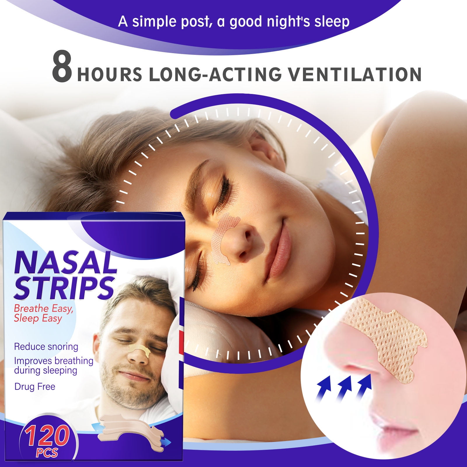 Sefudun 120 PCS Nasal Strips for Nose Breathing Aid, Nasal Congestion