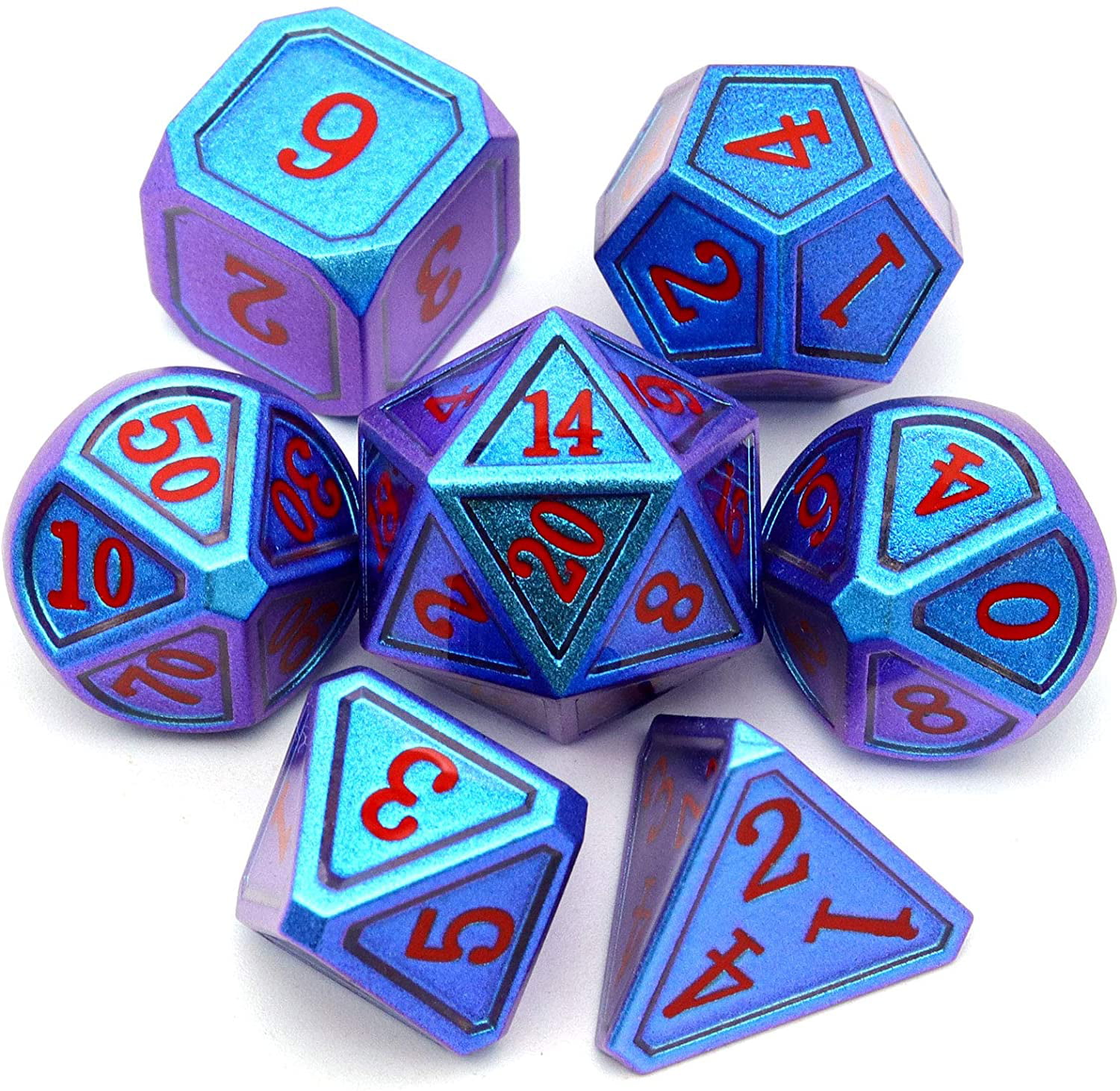 Details about   Haxtec Copper Blue White Metal DND Dice Set D&D Dice for Dungeons and Dragons RP 