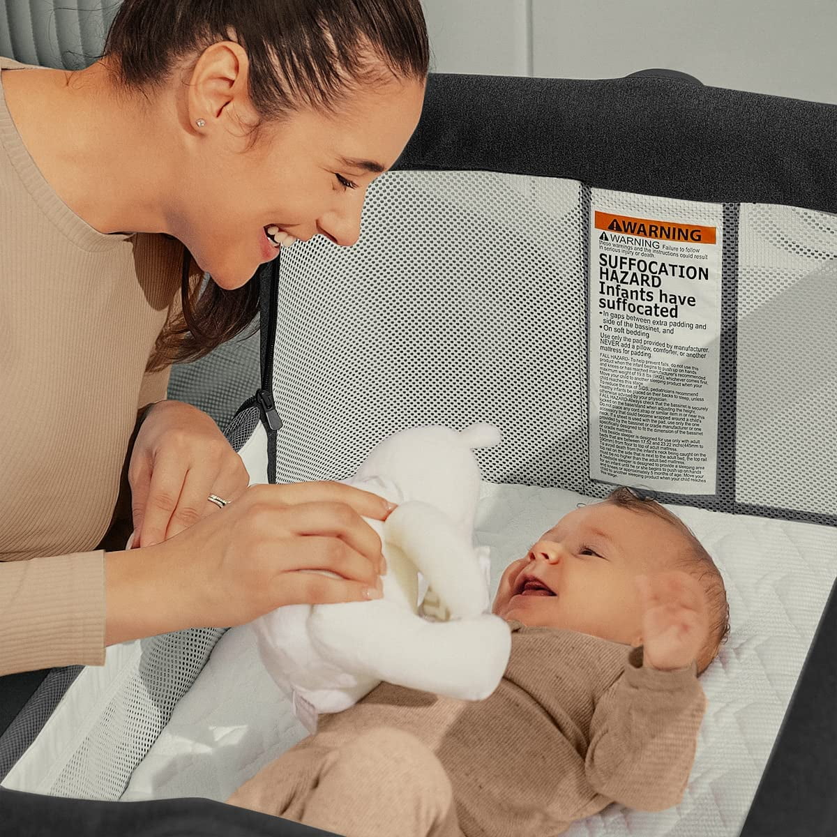 3 in 1 Baby Bassinet Bedside Sleeper Washable Mattress Adjustable Height Easy Folding Mesh Crib Black Walmart