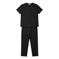thumbnail image 4 of QSAWXQZ Men's 2 Piece Scrubs Set Classic V Neck Short Sleeve Pullover Shirt Top Elastic Waist Straight Leg Jogger Pants Nursing Uniform S, 4 of 8