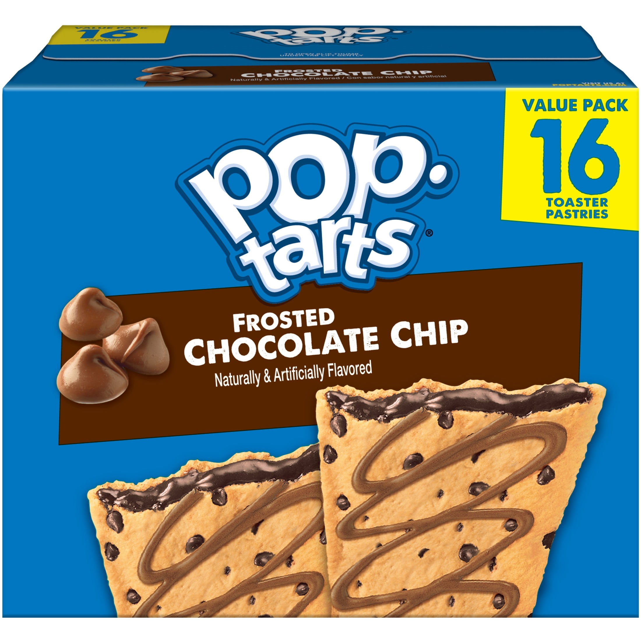 (4 pack) Pop-Tarts Chocolate Chip Drizzle Toaster Pastries, Breakfast Foods, Shelf-Stable, 27 oz (16 Count)